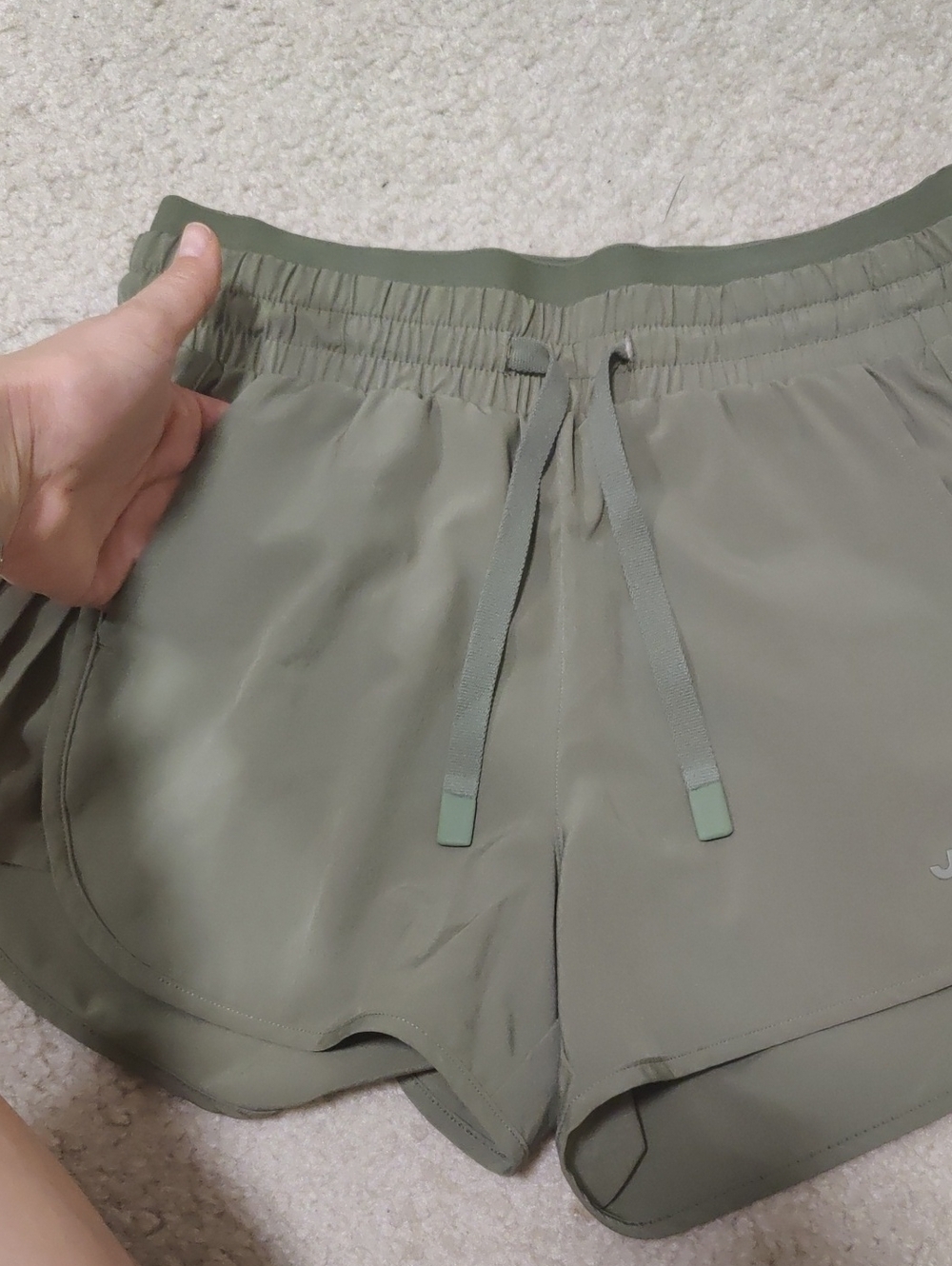 JoyLab Olive Green Athletic Shorts Side Pleats Drawstring Y2K Hippie Sports Retr - Picture 7 of 14